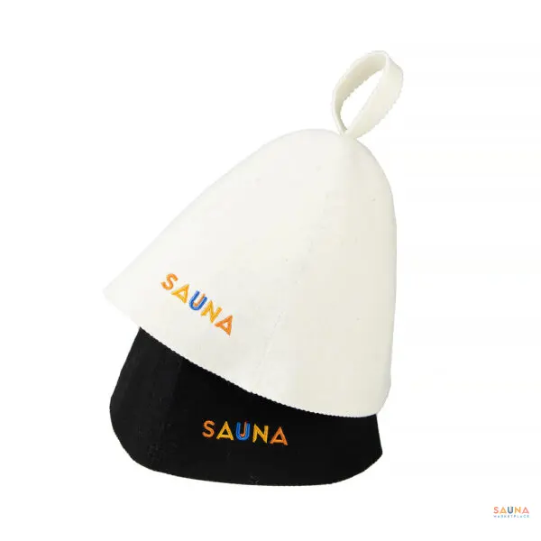 Black and white wool sauna hats