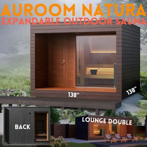 Auroom Natura Large Outdoor Sauna WIth Changing Room and expandable lounge