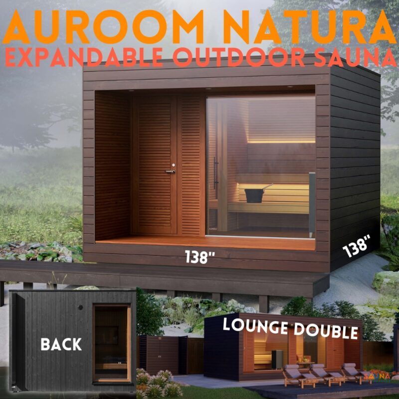 Auroom Natura Large Outdoor Sauna WIth Changing Room and expandable lounge
