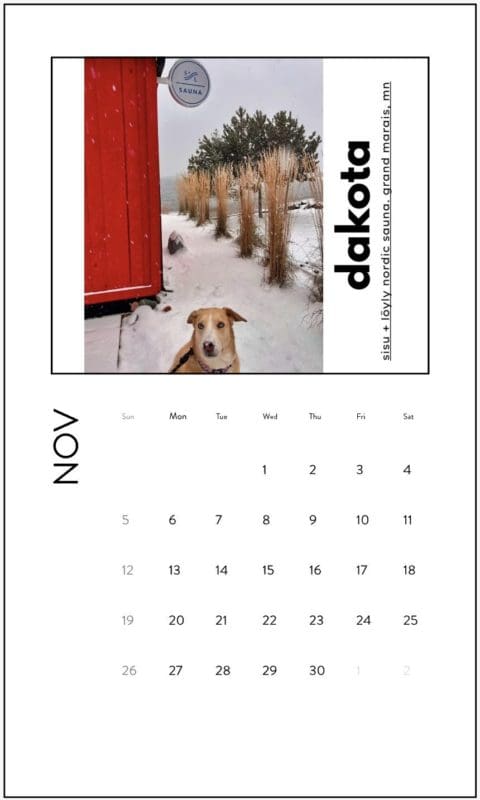 dakota november dog calendar
