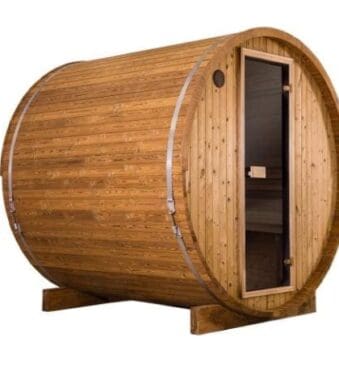 Thermory no 54 barrel sauna front corner