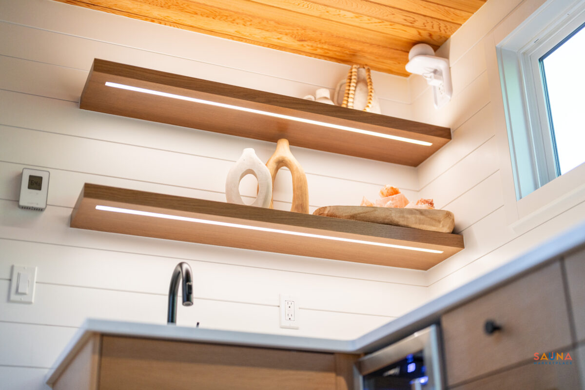 Modern Shelving In High End Sauna On Wheels