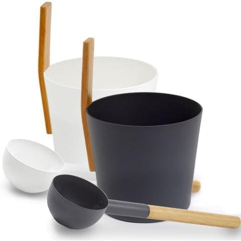 KOLO sauna bucket and ladle with modern straight handle