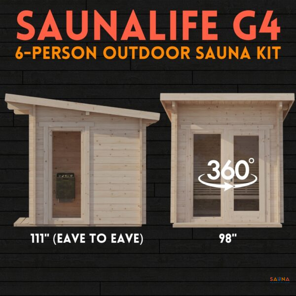 SaunaLife G4 outdoor sauna kit in natural spruce