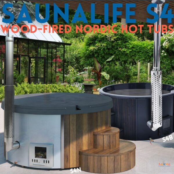 SaunaLife S4 S4N S4B Natural and Black wood burning hot tubs
