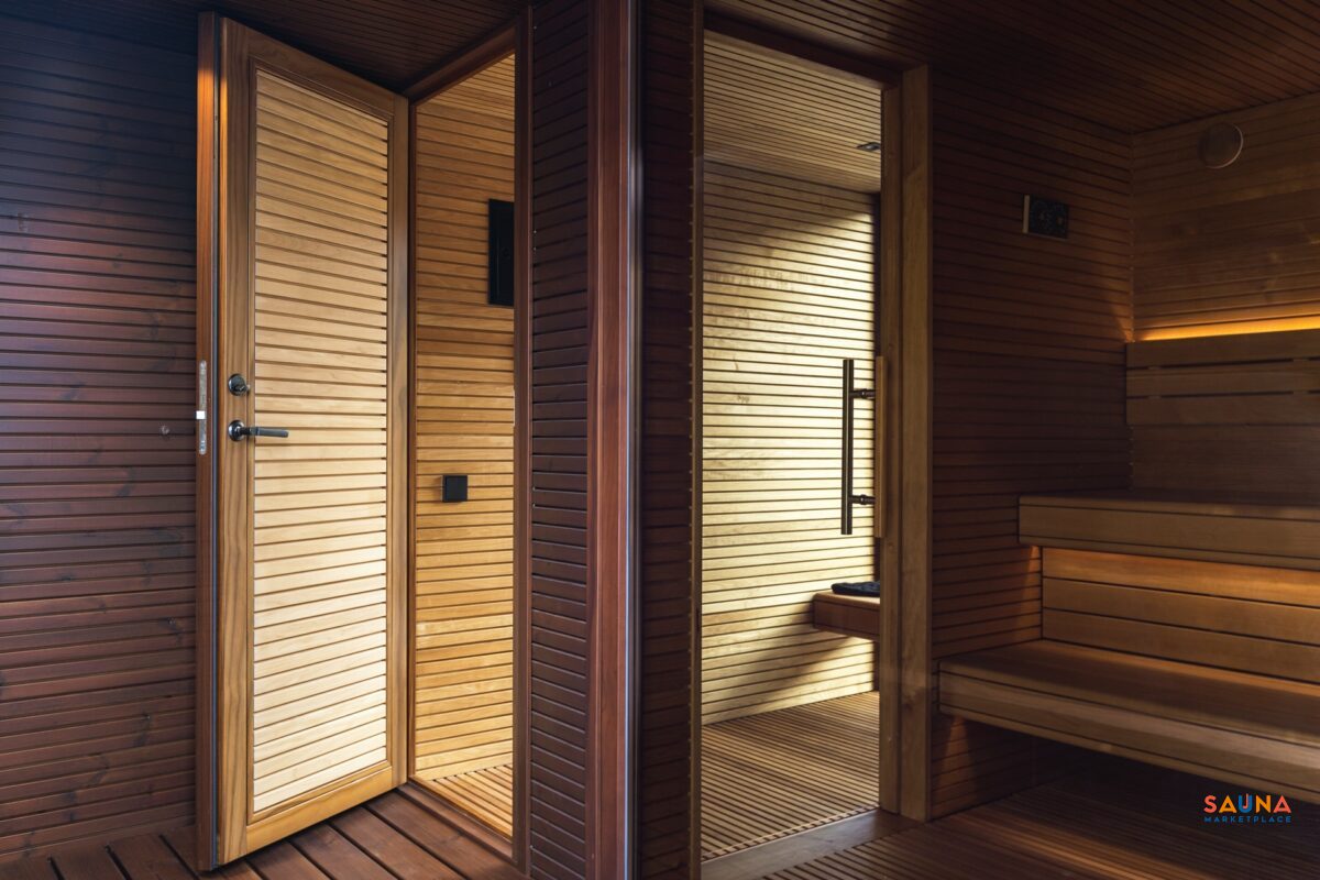 Thermory Thermo Aspen Sauna Door Premium With All Glass With Stainless Steal Handle And Clear Glass