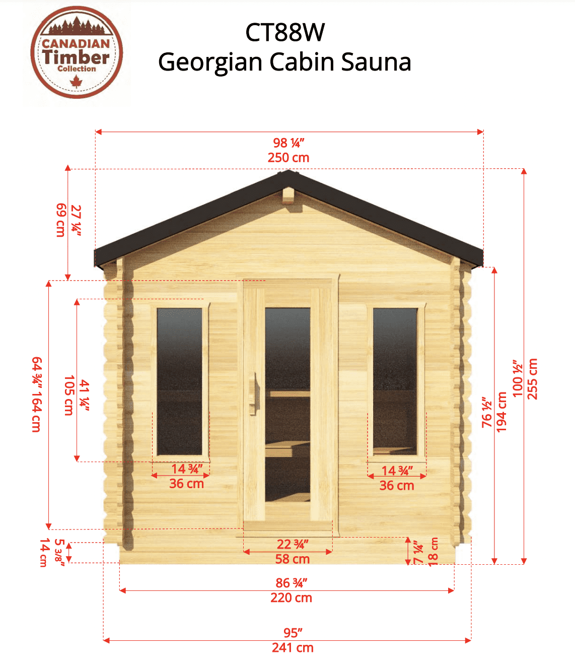 georgian sauna dimensions