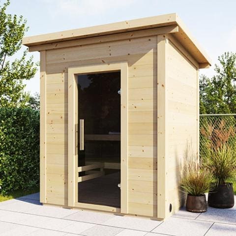 SaunaLife Outdoor Sauna Kit with upper bench