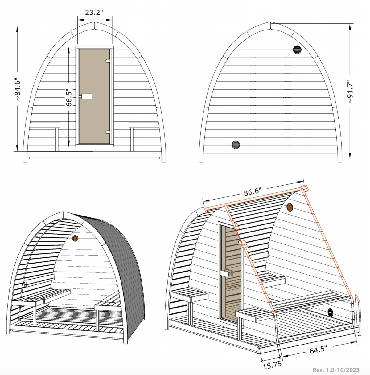 Saunalife G3 Dimensions