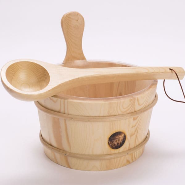 wooden bucket and ladle set