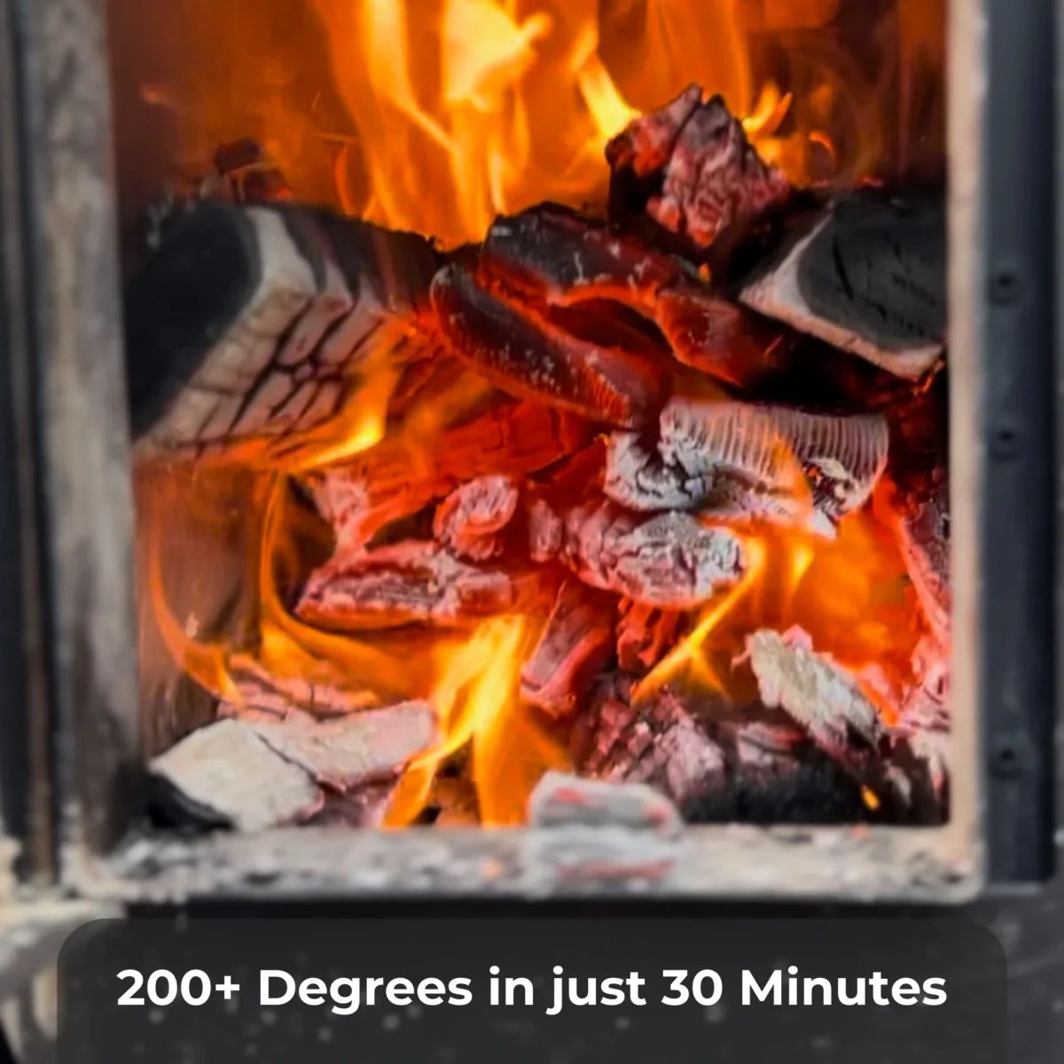 North Shore Sauna Tent Stove gets over 200 degrees in 30 minutes