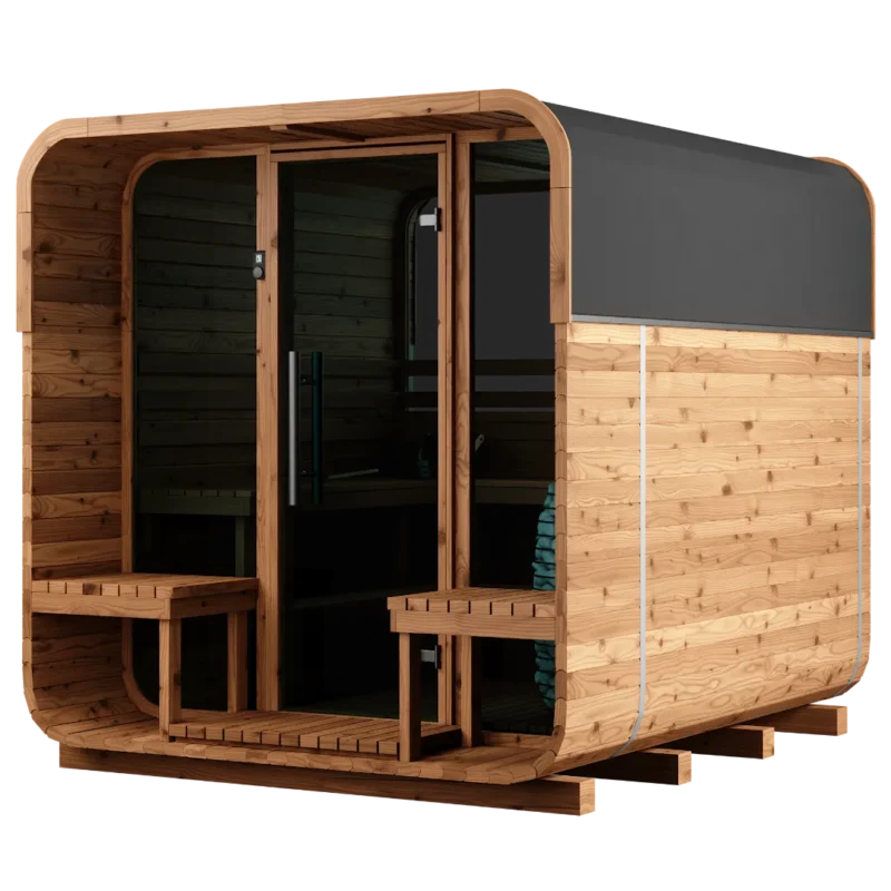 Thermory Sauna Square from front angle