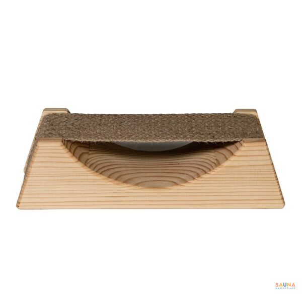 Wooden sauna headrest with cloth neck support