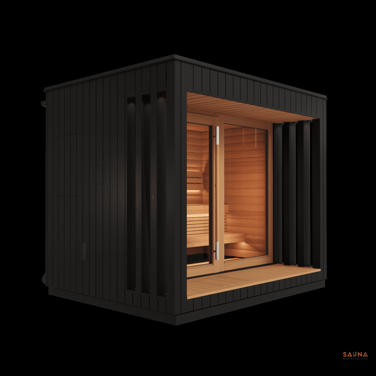 Saunum Aircube 3 Terrace Sauna From Europe Exterior Photos Of Black Sauna