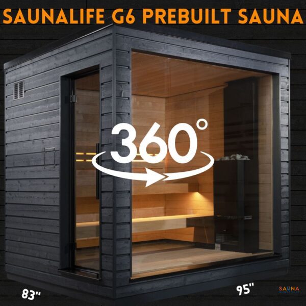 SaunaLife G6 Prebuilt Sauna in black with Saunum Air 10 Heater