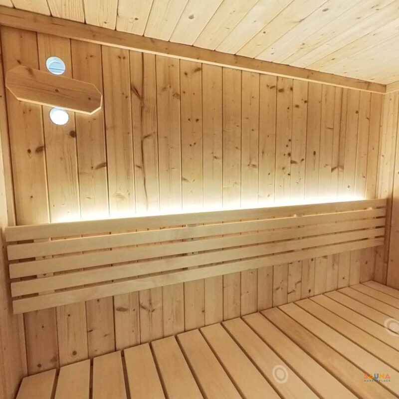 How To Add Mechanical Downdraft Ventilation To Any Electric Sauna 2 Saunalife X6 Interior Looking At Back Bench And Adjustable Exhaust Vent