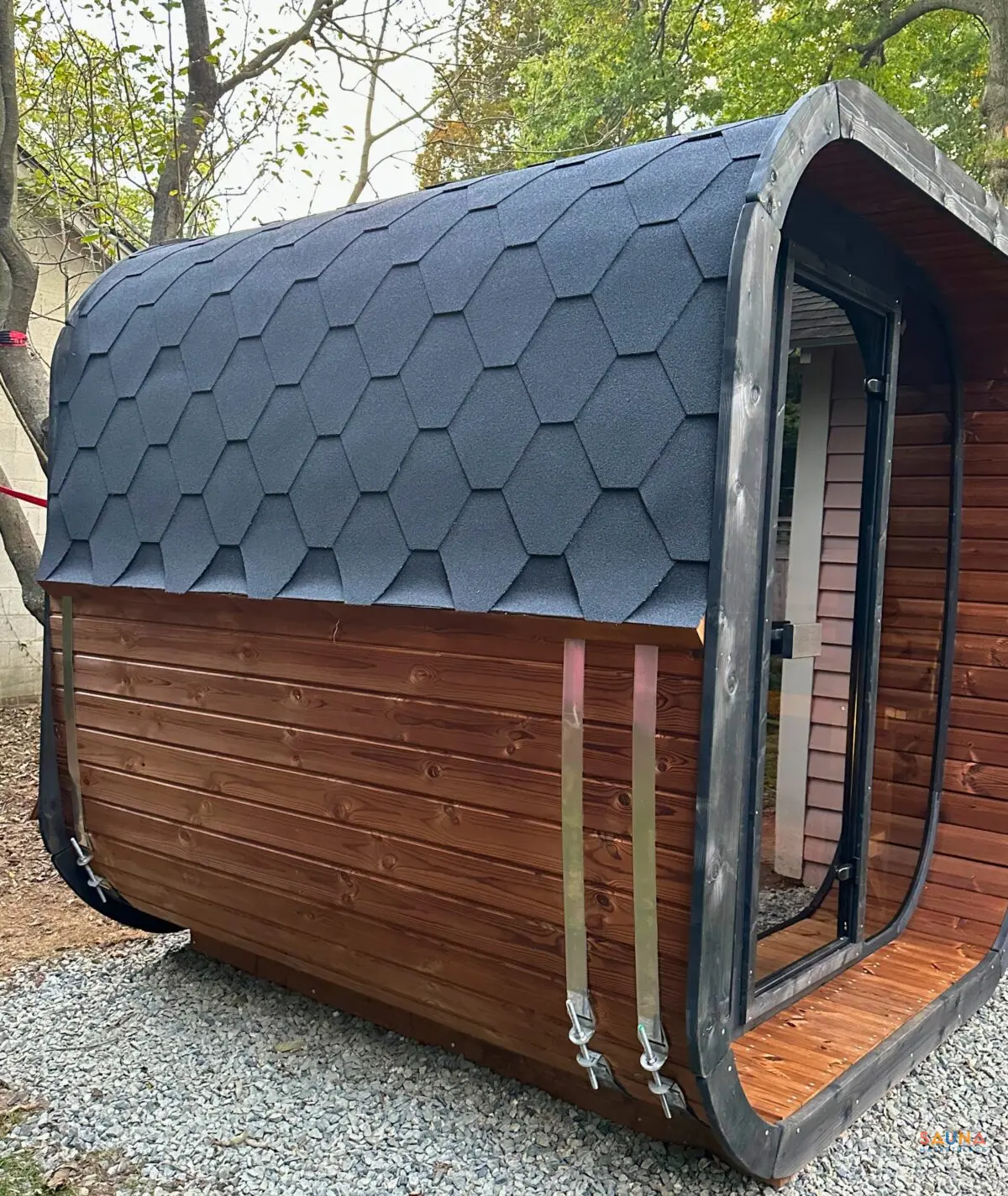 Saunalife Cl7G Review Picture Of Sauna From Side View To See Roof And Thermowood