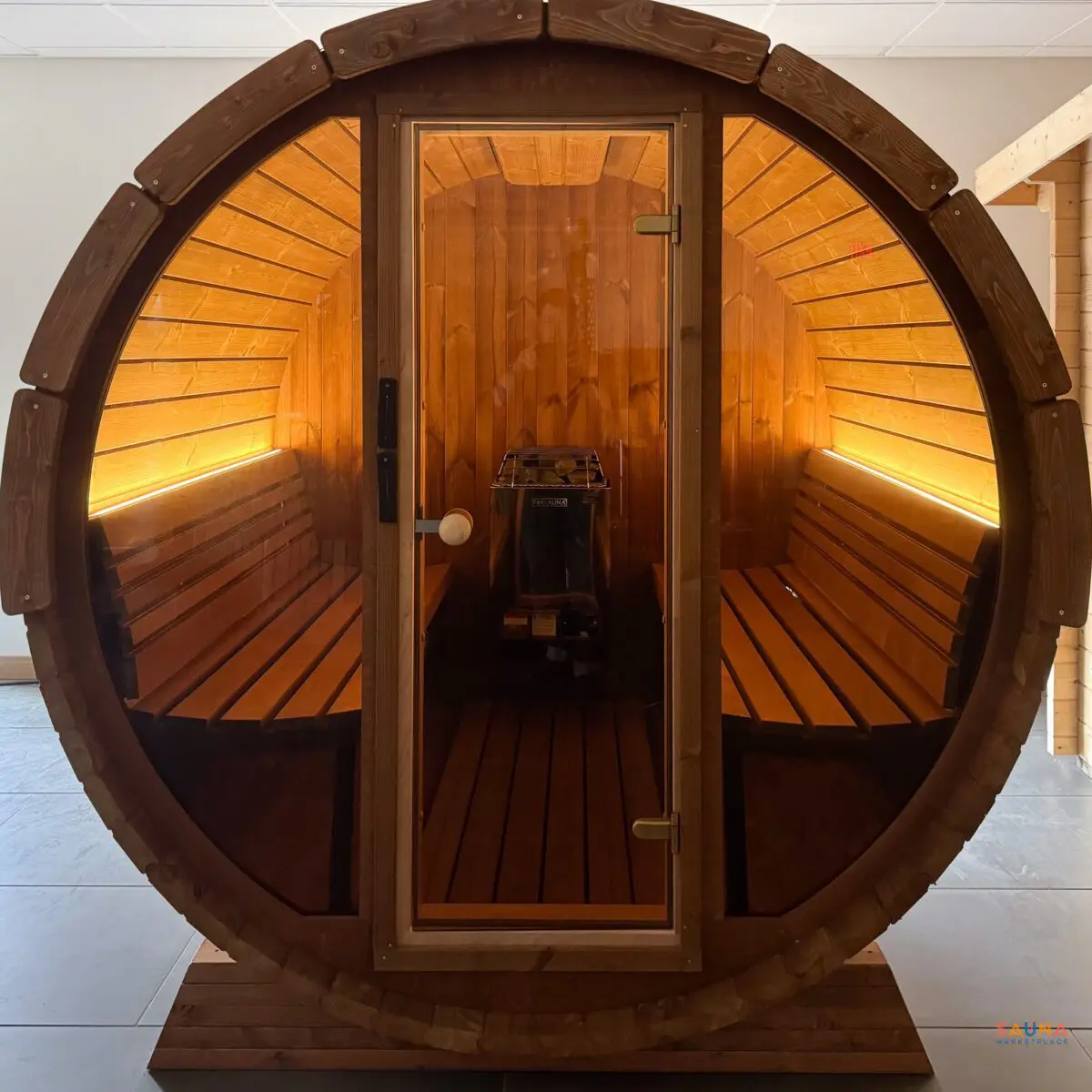 Saunalife E7G Barrel Sauna With Panoramic Front