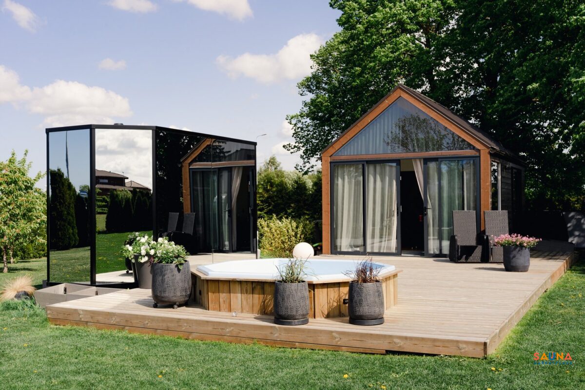 Landscaping With A Haljas Hele Double Outdoor Prebuilt Sauna From Estonia