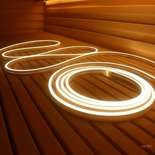 Prosaunas LED Light Strips for HUUM, Harvia, and Saunum heater systems for indirect under bench or backrest lighting in a sauna that can withstand sauna temps