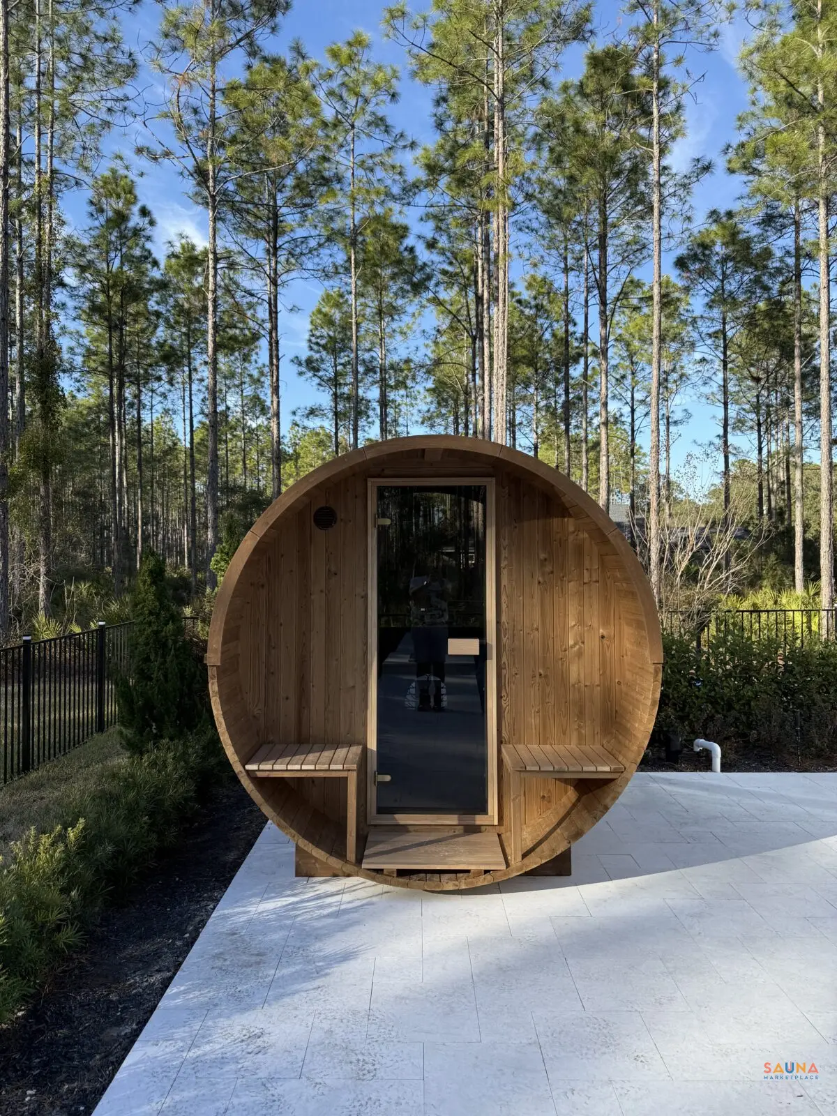 Thermory 60 Series Barrel Sauna With Porch