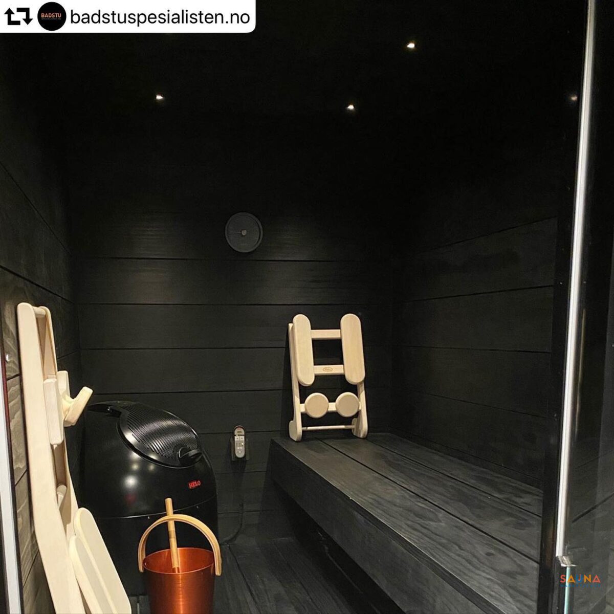 Black Sauna With Aspen Backrest