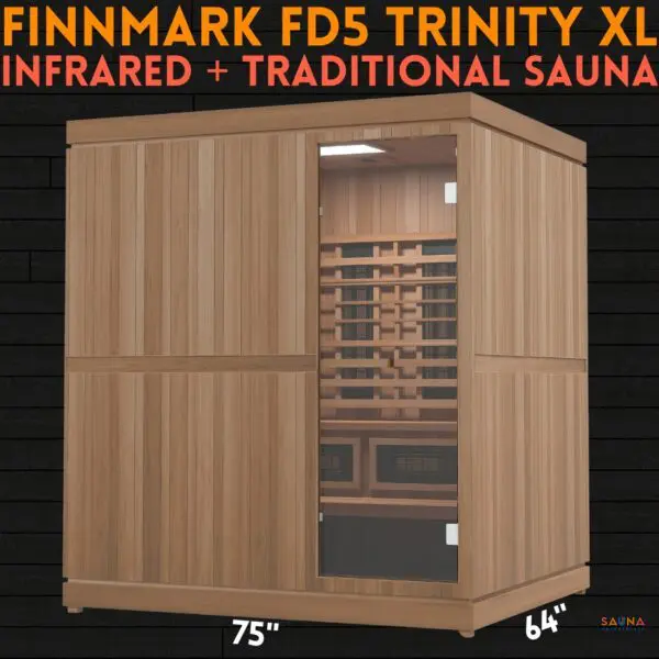Finnmark FD5 Trinity XL Infrared plus Traditional Finnish Sauna Combo Hybrid with long wave and short wave infrared