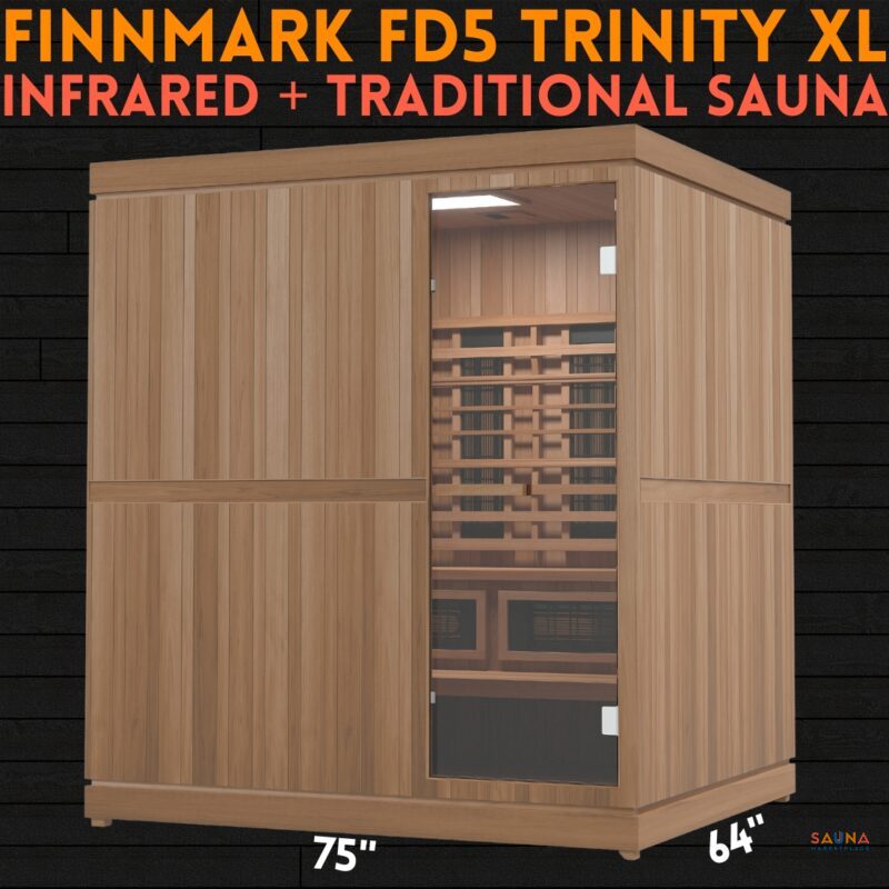 Finnmark FD5 Trinity XL Infrared plus Traditional Finnish Sauna Combo Hybrid with long wave and short wave infrared