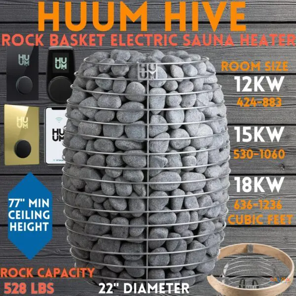 Huum Hive Rock Basket Electric Sauna Heater 12Kw 15Kw 18Kw