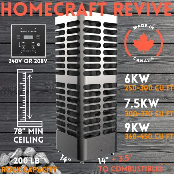 Homecraft Revive Electric Sauna Heater and Wall-Mounted Controller