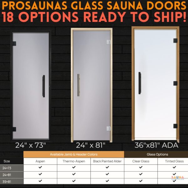 ProSaunas all glass sauna door