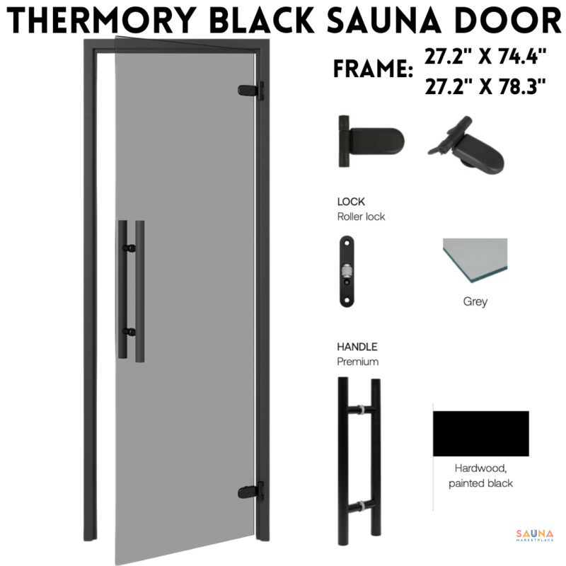Premium Modern Thermory Black Sauna Door