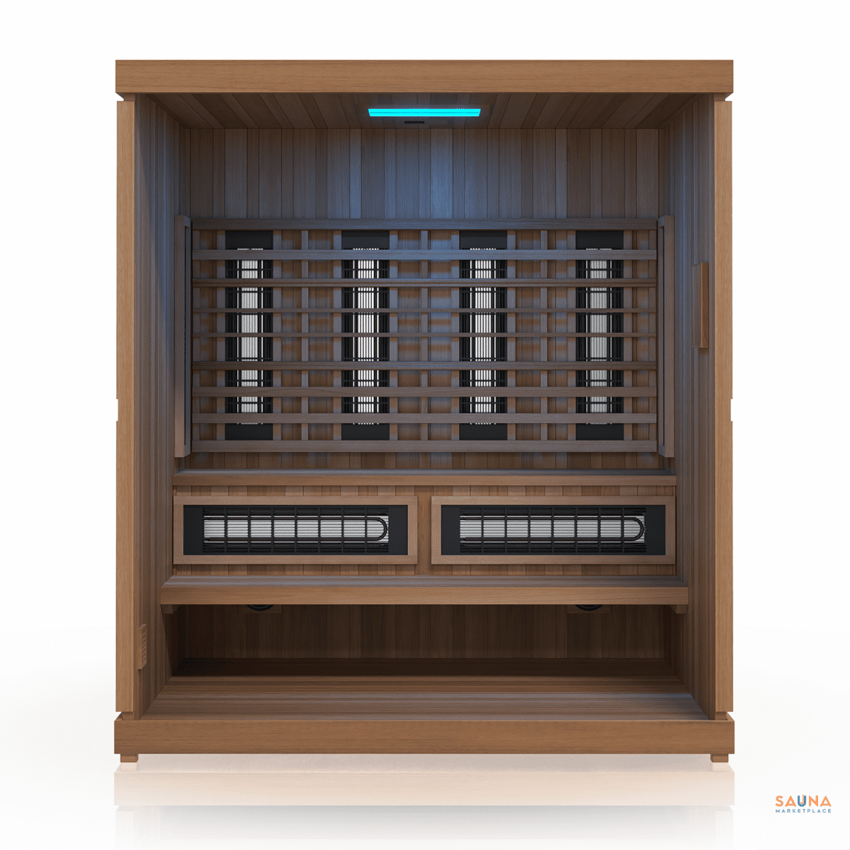 Finnmark Fd-5 Trinity Xl Infrared &Amp; Steam Sauna Combo Long Wave And Short Wave Ifnrared Panels Shown From Front Cutout
