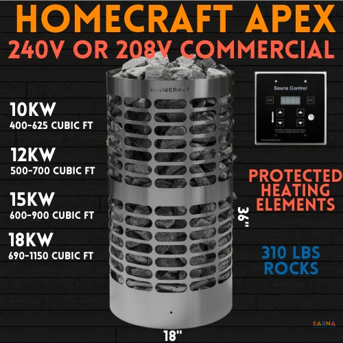 Homecraft Apex Electric Sauna Heater For 208V Commercial Or 240V Home Large Saunas