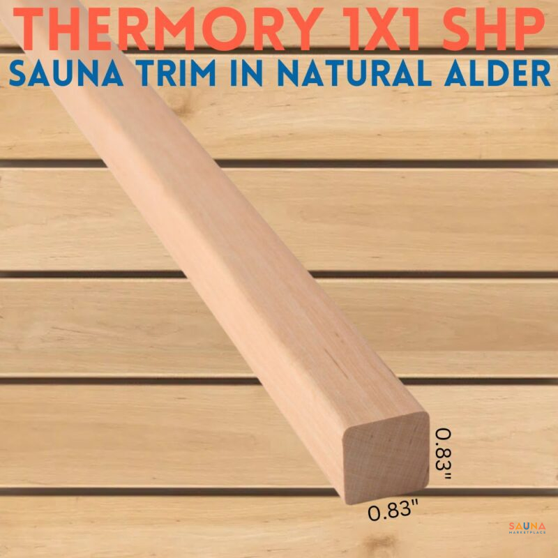 1x1 Alder trim shp moulding in natural alder sauna wood