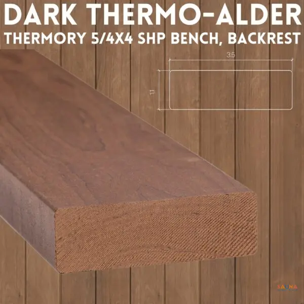 Dark Thermo-Alder Thermory 54x4 SHP Bench, Backrest, Skirt, Floor Thermally Modified Sauna Wood on Sauna Marketplace