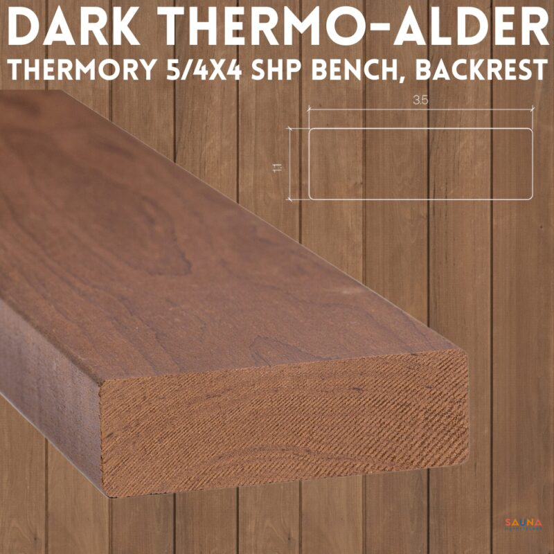 Dark Thermo-Alder Thermory 54x4 SHP Bench, Backrest, Skirt, Floor Thermally Modified Sauna Wood on Sauna Marketplace