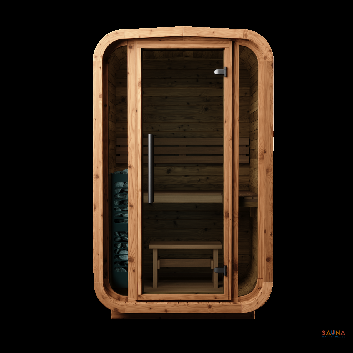 Thermory No 45 Square Mini 1 Person Outdoor Sauna Kit Front