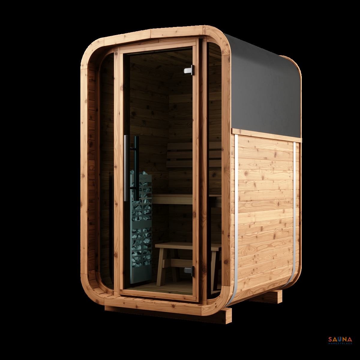 Thermory No 45 Square Mini 1 Person Outdoor Sauna Kit Right Side