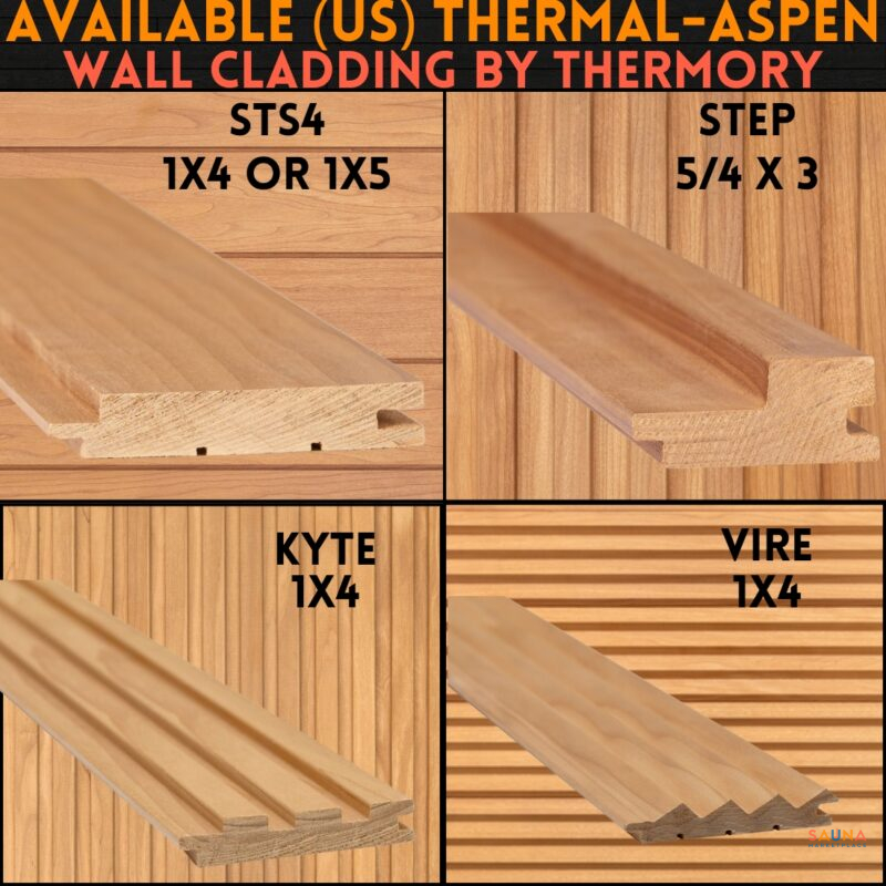 Thermally Modified ThermoAspen Wall Cladding Options in US from Thermory on Sauna Marketplace