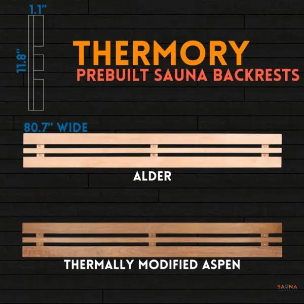 Thermory Prebuilt Backrests in Alder and Thermo-Aspen