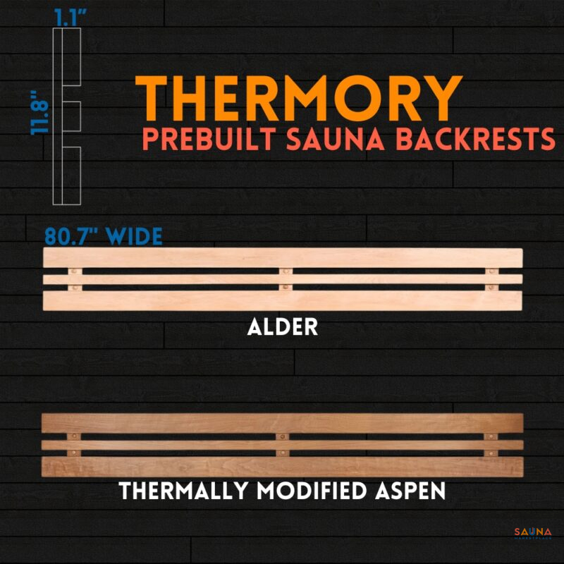 Thermory Prebuilt Backrests in Alder and Thermo-Aspen