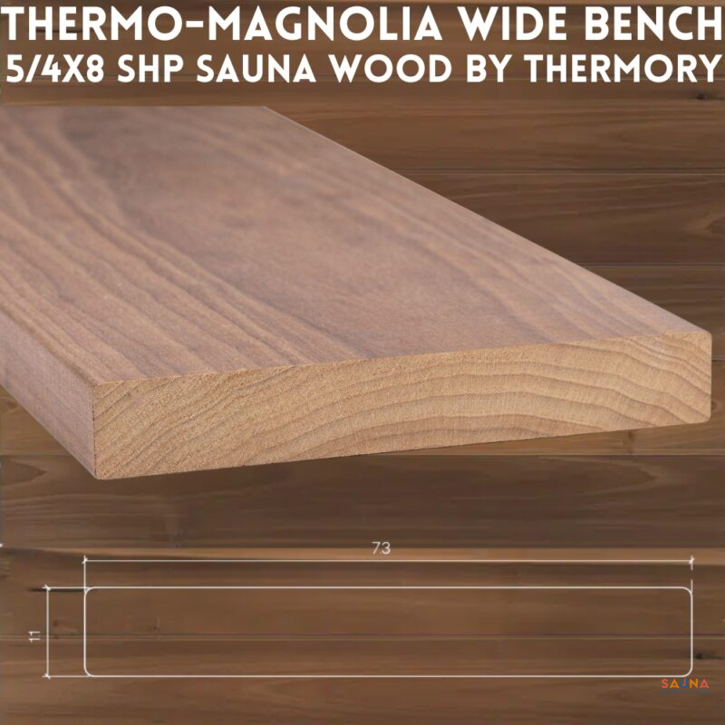 Thermo-Magnolia Wide Plank Sauna Bench Wood by Thermory