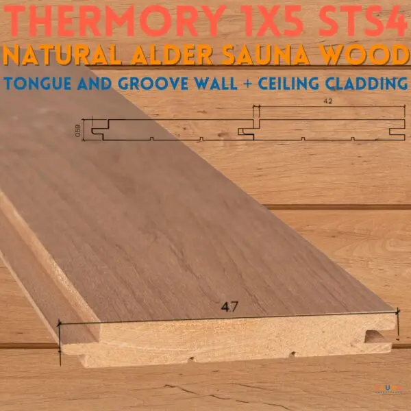 Thermory 1x5 alder sts wall and ceiling sauna wood cladding