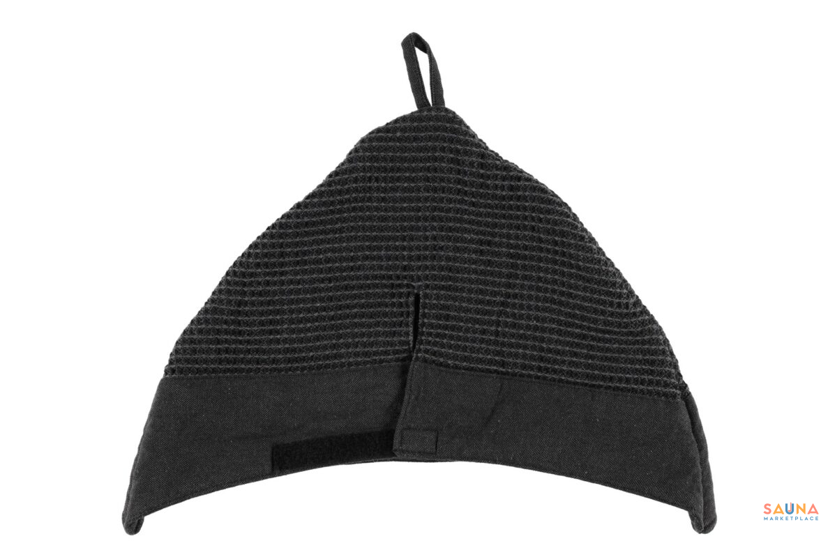 Back With Velcro Of Black Gray Black Rento Kenno Sauna Hat From Finland