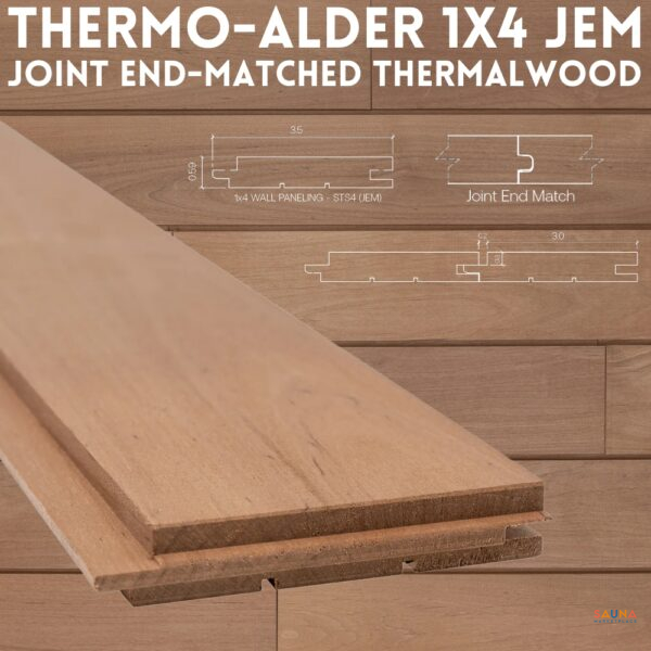 joint end matched jem 1x4 thermo-alder sauna wood
