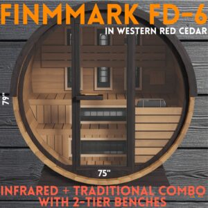 Finnmark Fd-6 Combo Barrel Sauna Infrared And Traditional In Western Red Cedar
