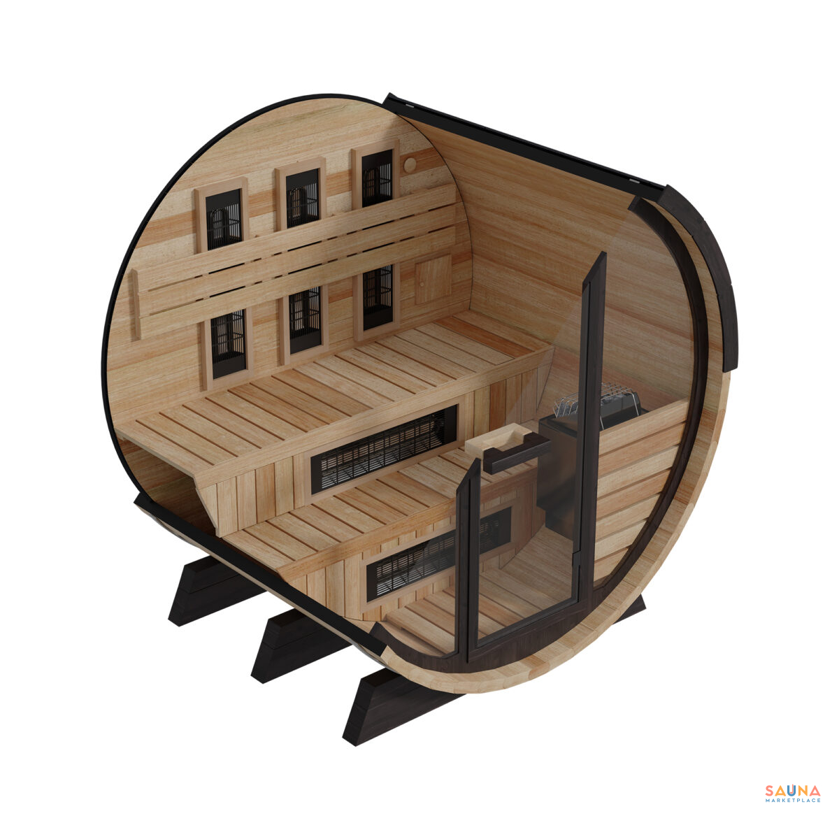 Finnmark Thermo-Aspen Combination Barrel Sauna Fd-7 | Infrared And Traditional 6X6 Outdoor Barrel Sauna, Thermo-Aspen - Image 10