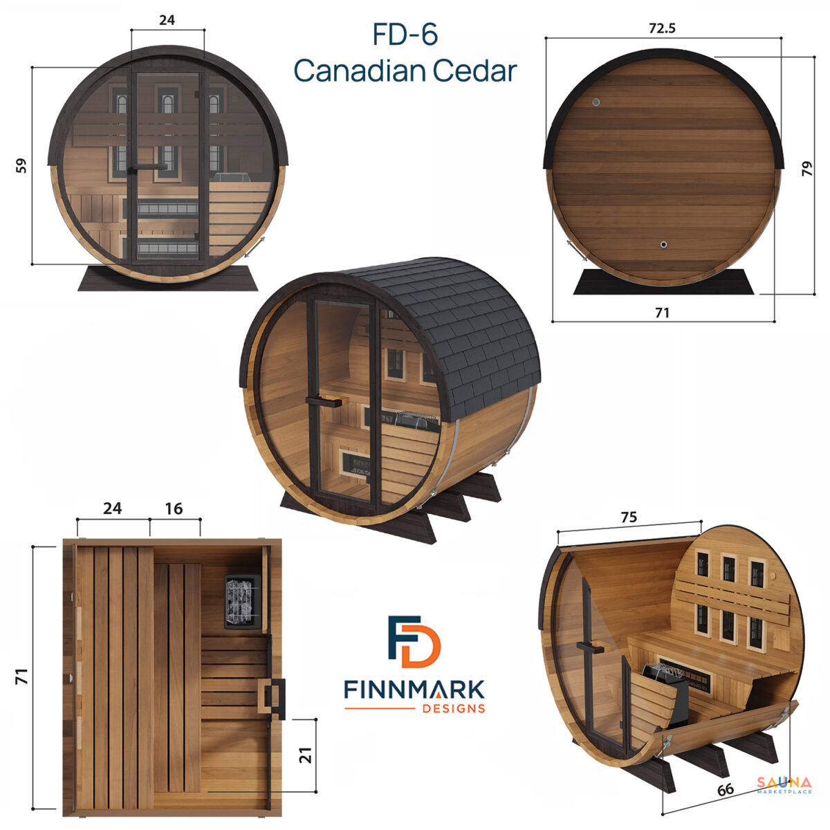 Finnmark Combination Barrel Sauna Fd-6 | Infrared And Traditional 6X6 Outdoor Barrel, Cedar - Image 25