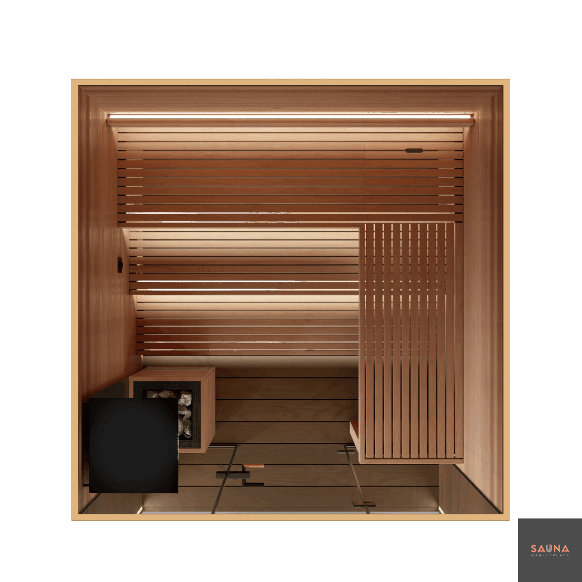 Auroom Aera Outdoor Sauna Kit With 3 Bench Levels And Overhang To Trumpkin Specs